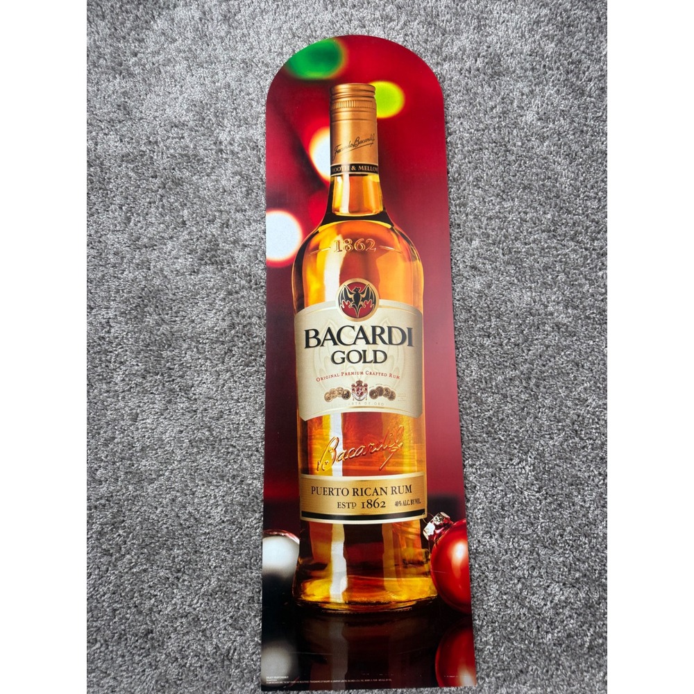 2006 Bacardi Gold Rum Y2K Holiday Advertising Display Sign 33" Bar Promo